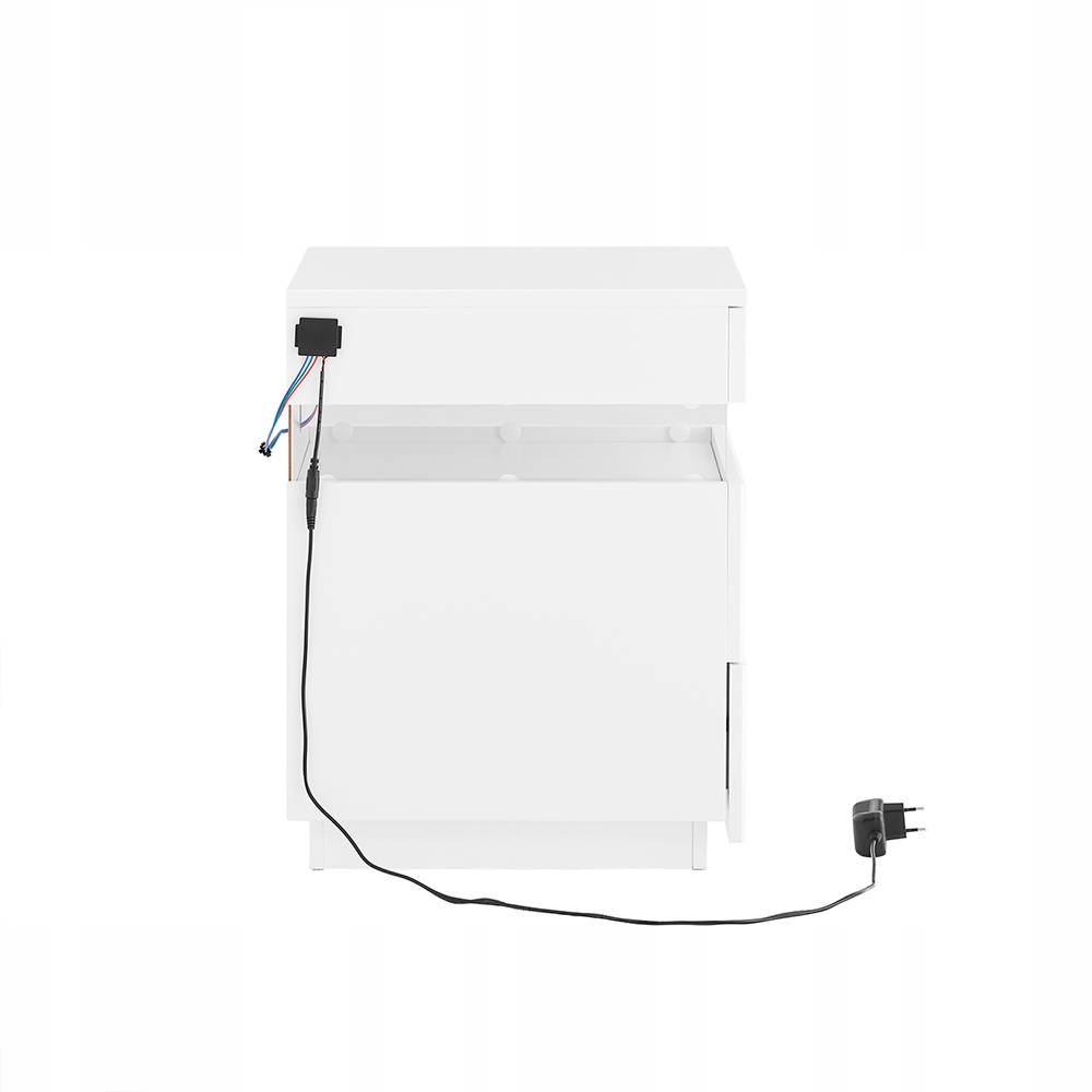 SoBuy nattduksbord med 3 lådor och LED-ljus, 3 justerbara ljusfärger, modernt nattduksbord för sovrum och vardagsrum, B 41 × D 40 × H 52 cm, vit, FBT167-E-W