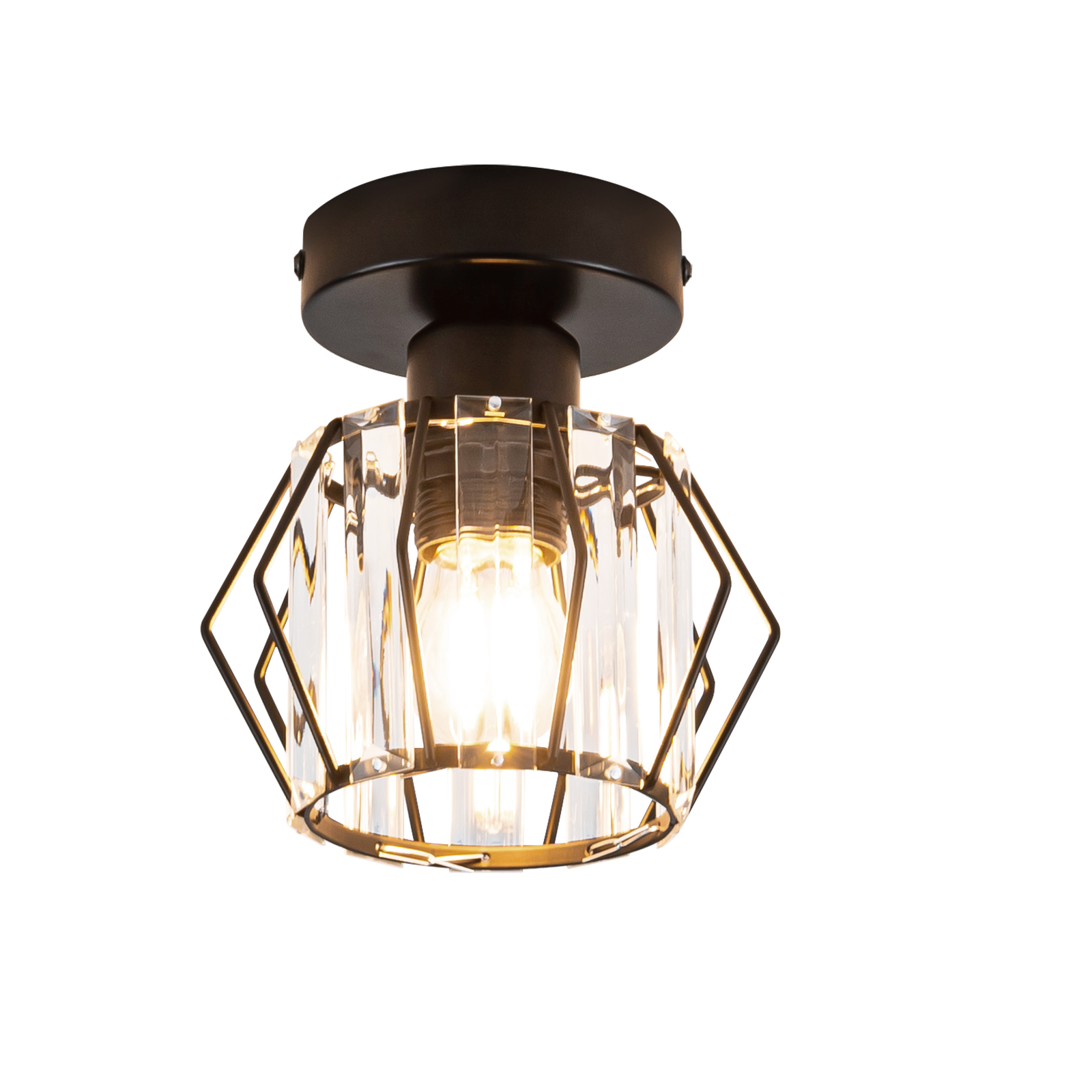 NETTLIFE modern, svart, kristall taklampa, E27, vintage - kök, lampa, med metallram
