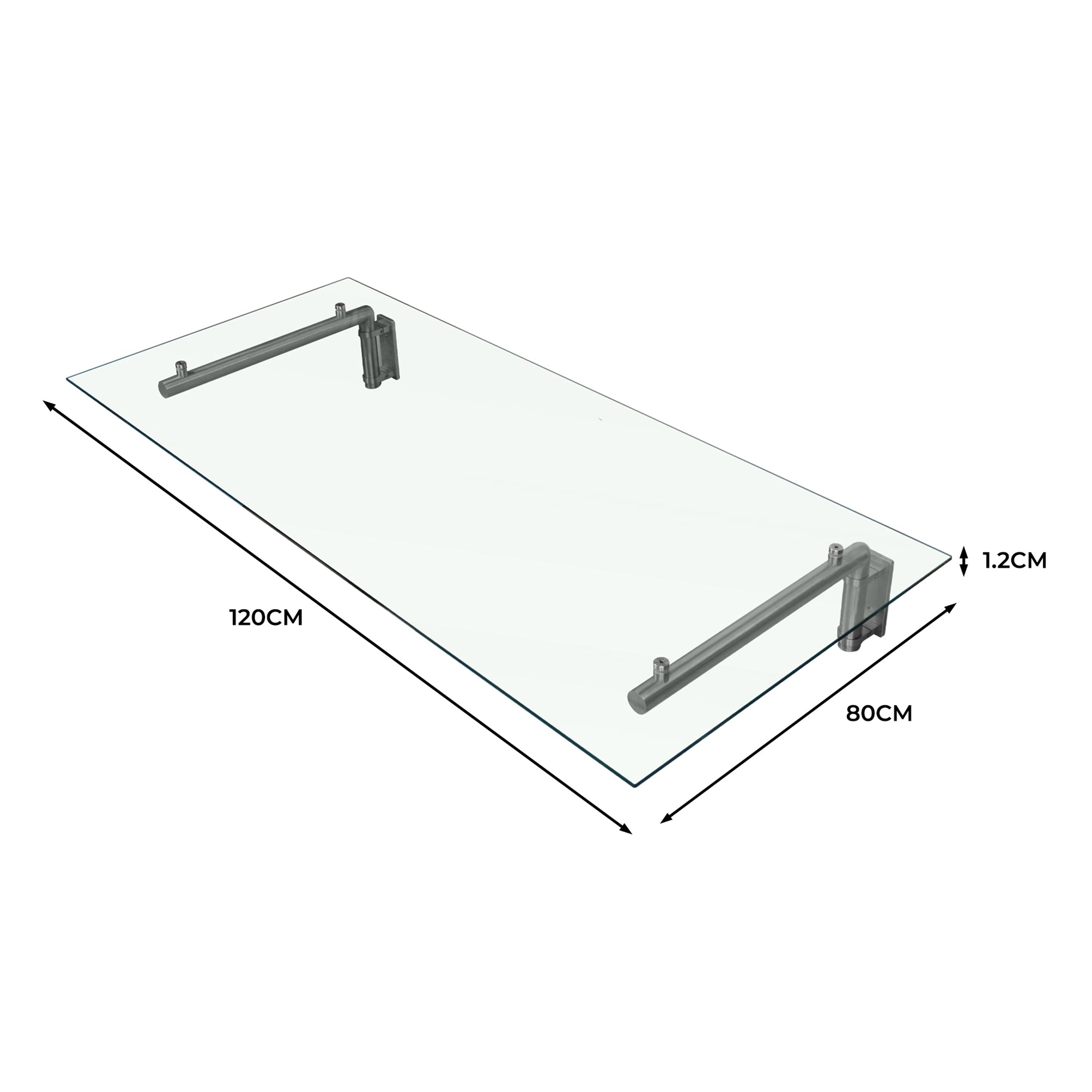 Glasdörrstak och fästen - 120 cm B x 80 cm D