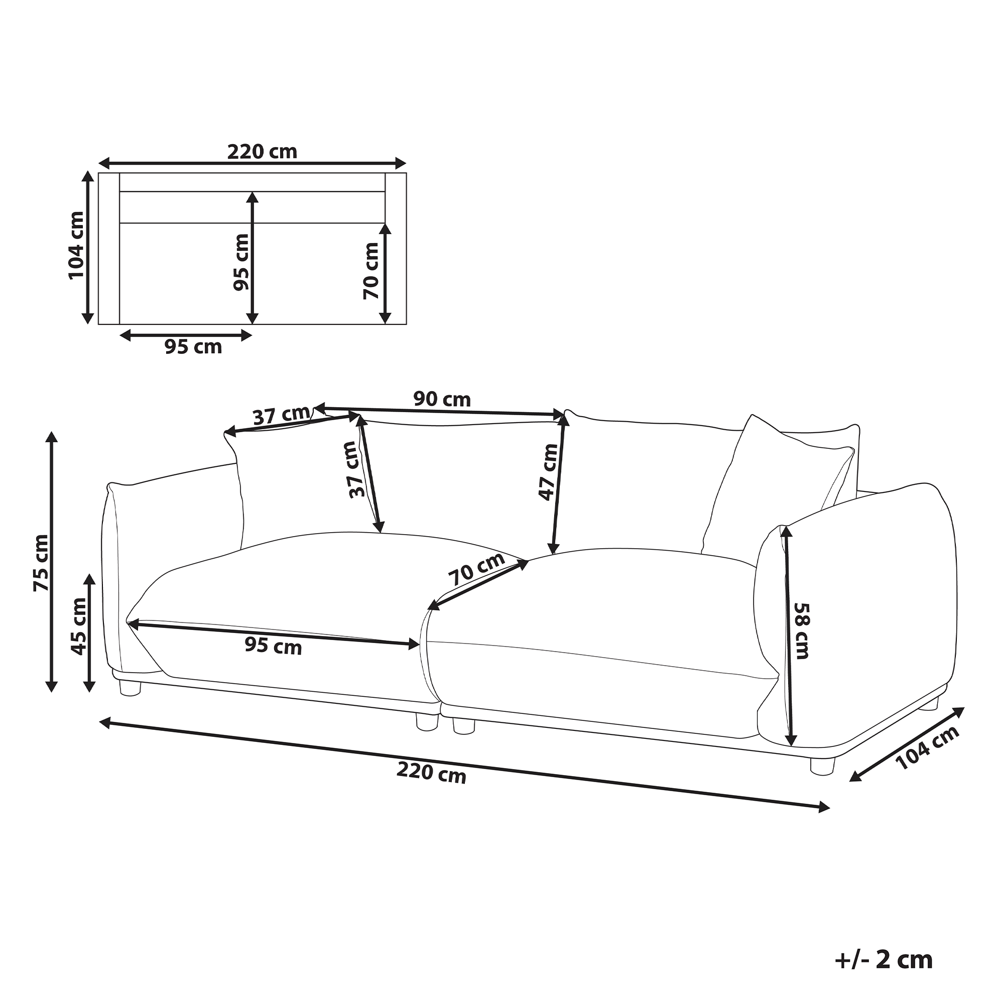 Soffa 3-sits LUVOS Ljusbeige