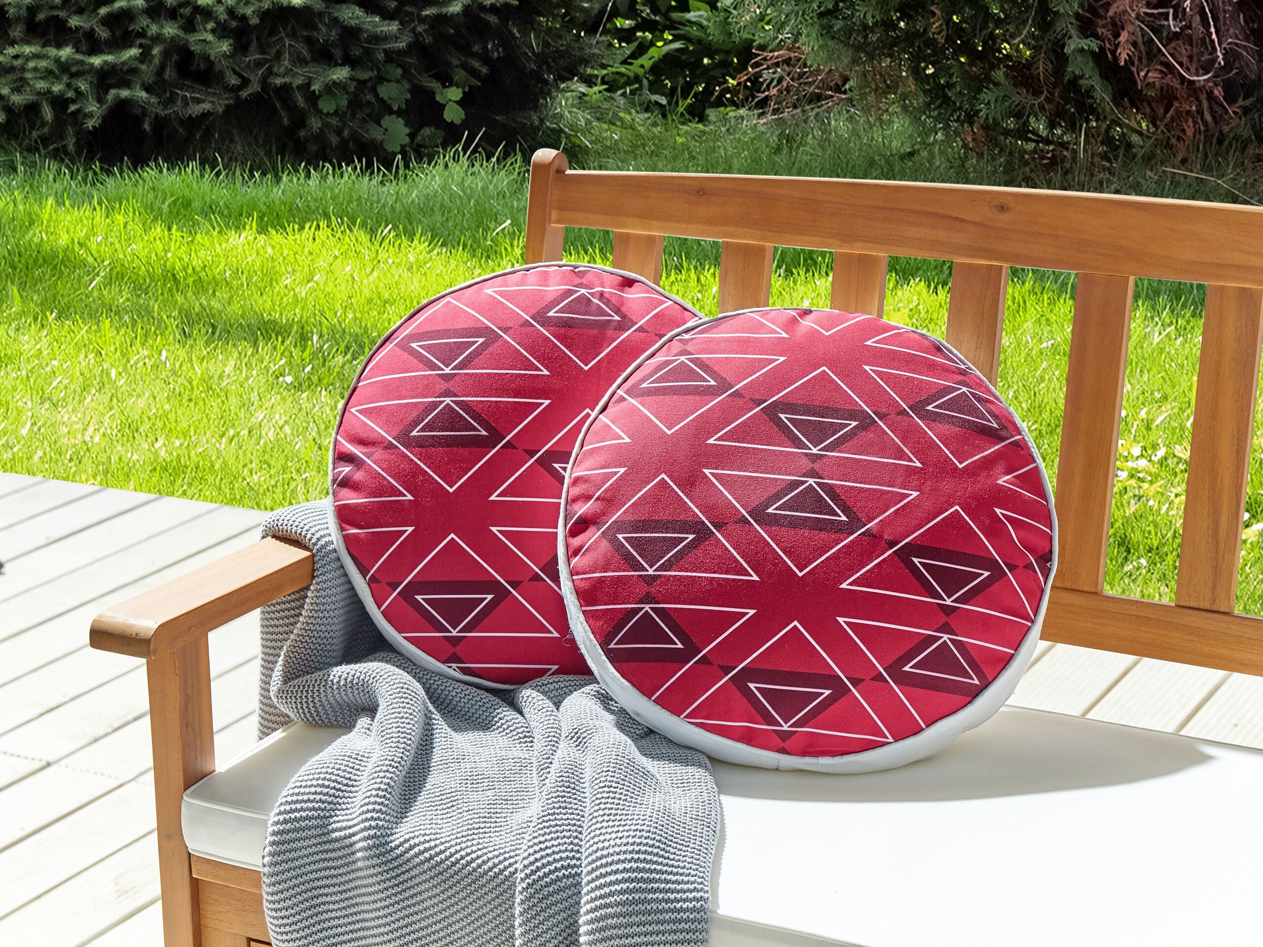 Set med 2 utomhusdynor MEZZANO Geometriskt tryck 40 x 40 cm Rosa