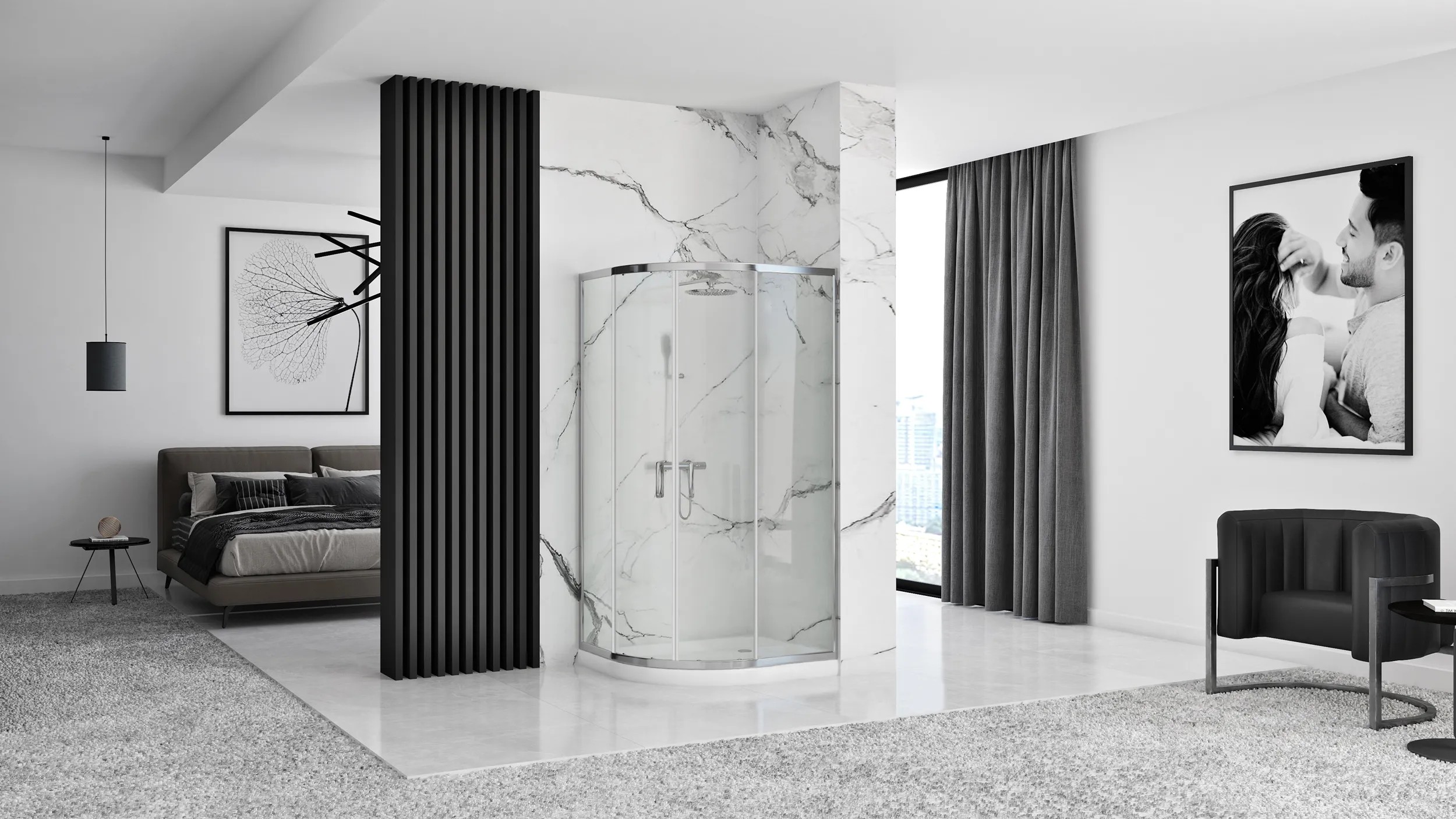 REA Duschkabin LOOK 80x80 Krom, 79,5x79,5x190cm