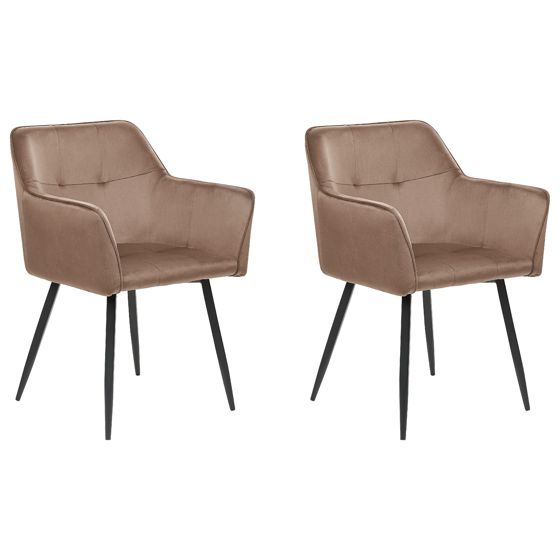 Set med 2 matstolar JASMIN Sammet Brun