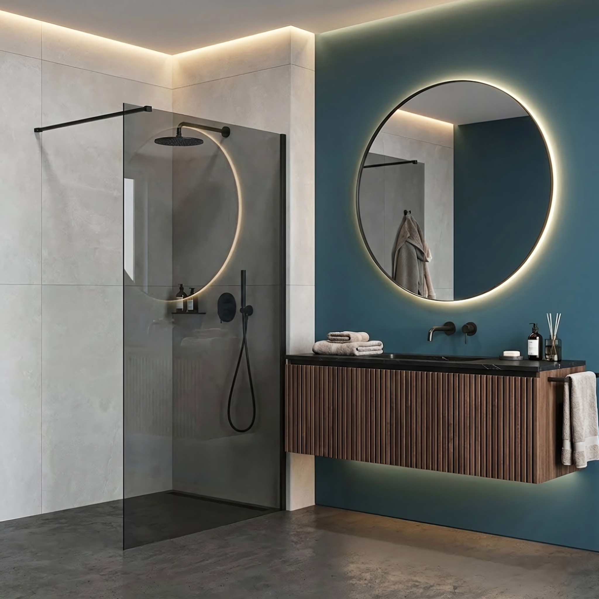 REA Duschvägg Flexi Grey 80 Svart, 120x80x195cm