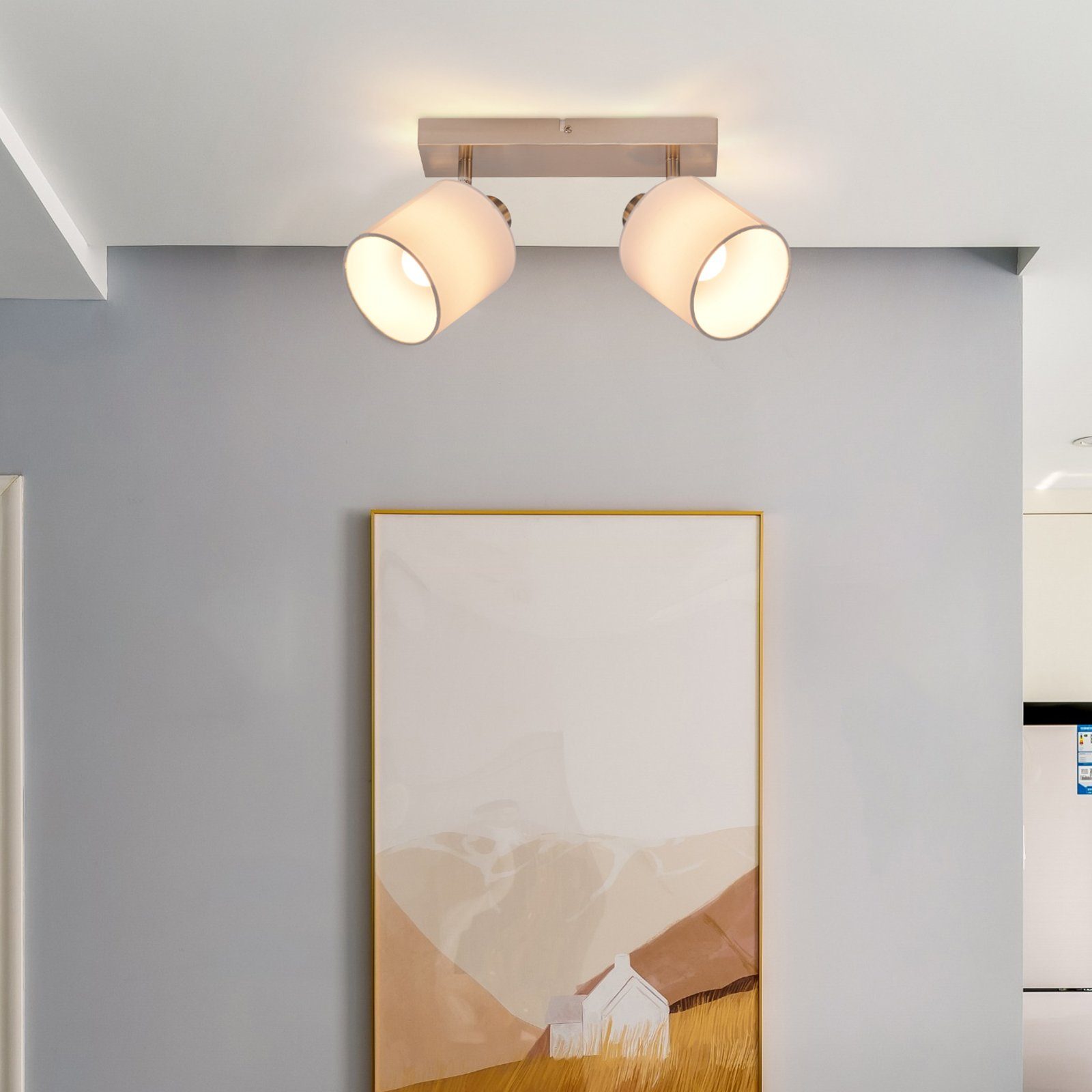 NETTLIFE 2 moderna takspotlights E14 silver 350° roterbara MAX.25W kökslampa tyggardin för vardagsrum sovrum (utan glödlampa)