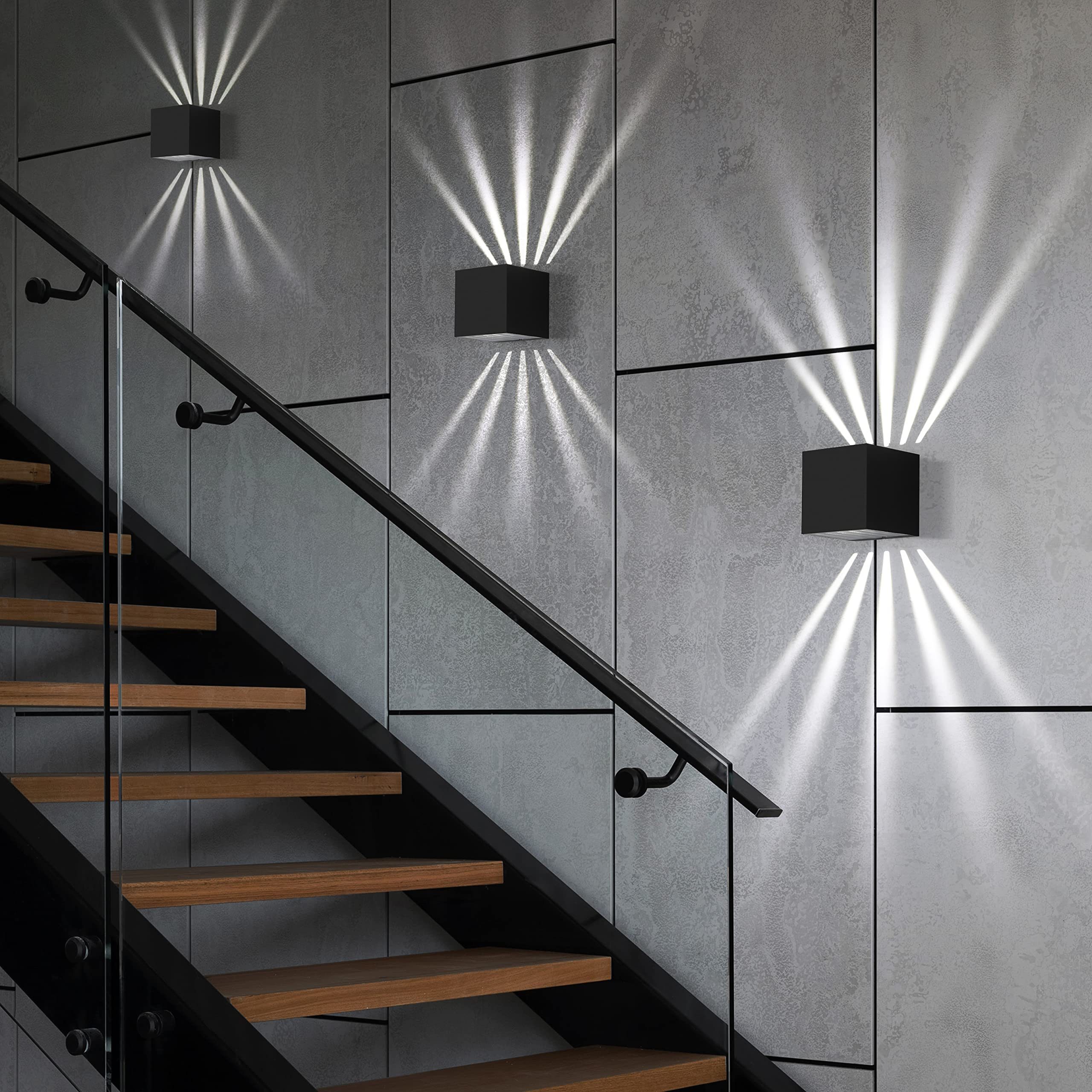 NETTLIFE 2 st LED-vägglampor för inomhus- och utomhusbruk - svart utomhuslampa IP65 vattentät utomhusvägglampa 3000K kallvit upp/ned 10W
