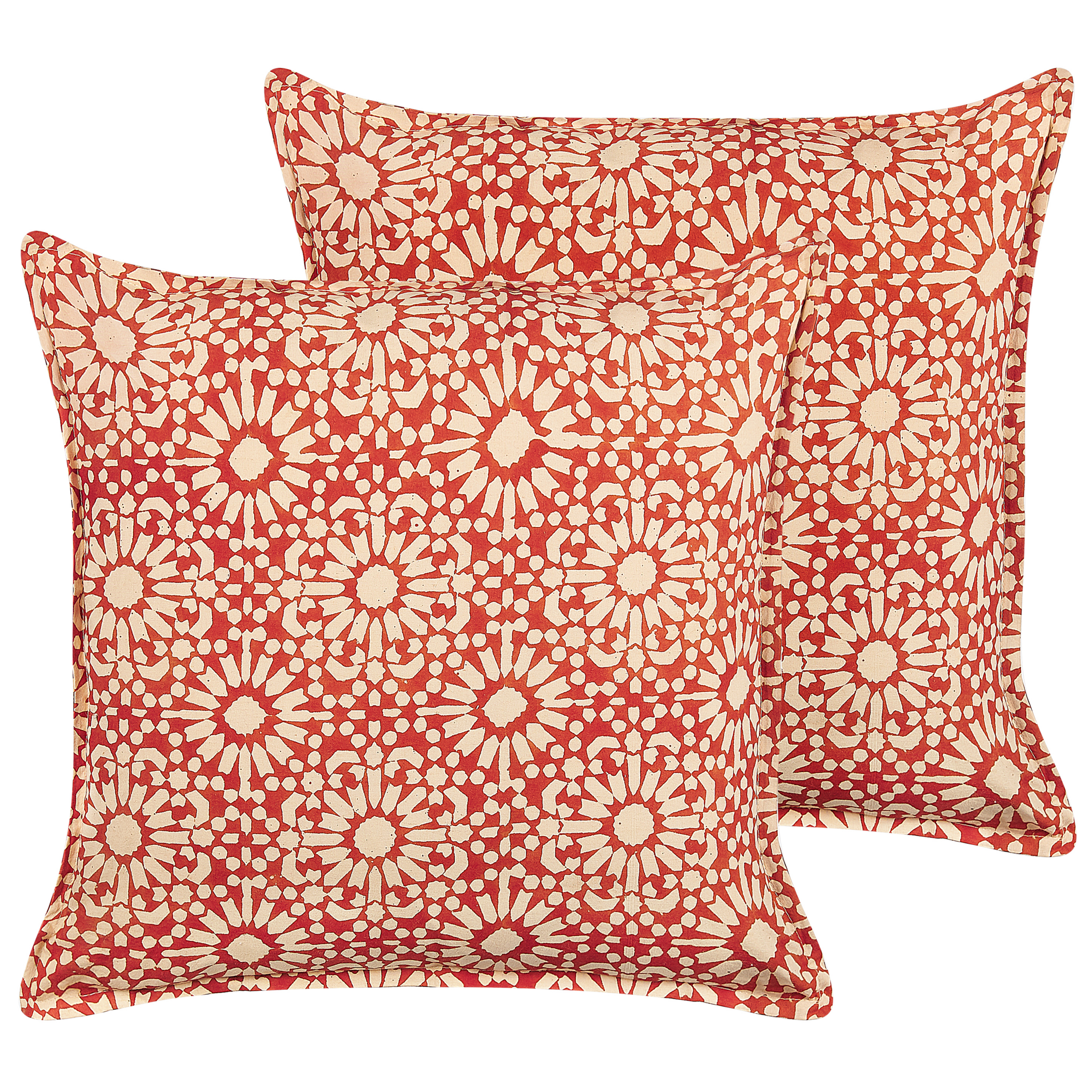 Set med 2 prydnadskuddar CEIBA 45 x 45 cm Bomull Röd Geometriskt tryck