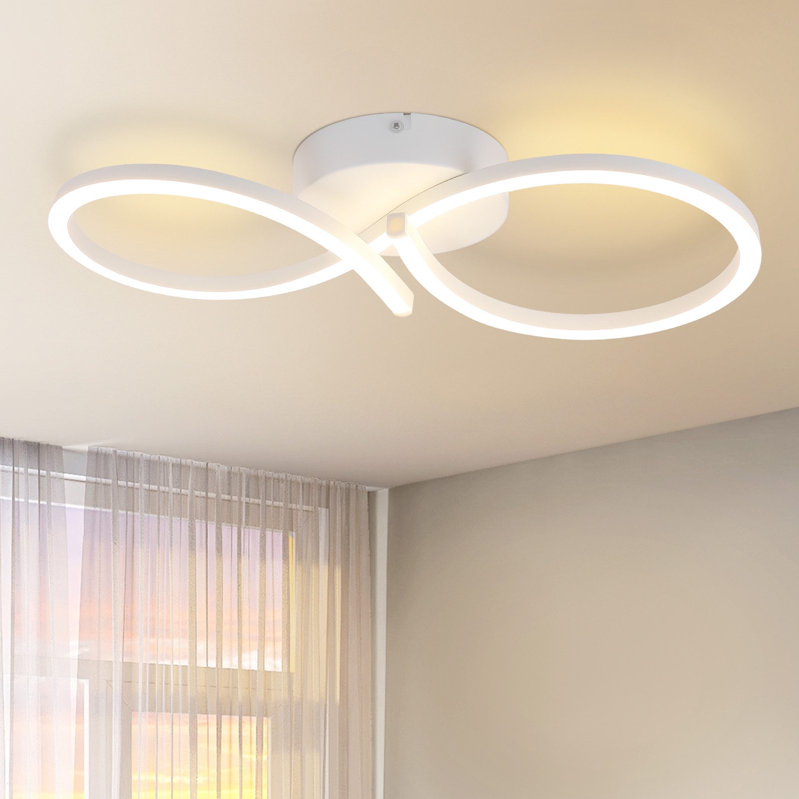 NETTLIFE LED - taklampa, för vardagsrum, 24W vit, modern, kreativ kökslampa, 3000K, varmvit