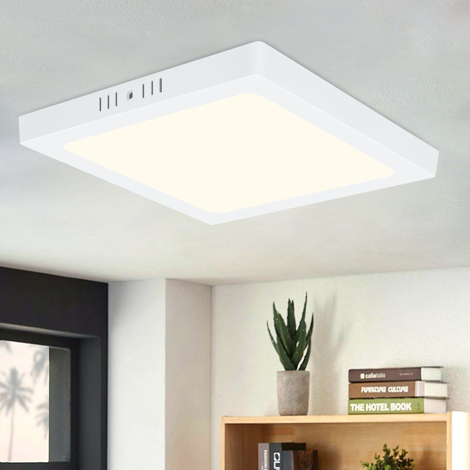 NETTLIFE LED - taklampa, 4000K, 18W Vit, 23CM, IP44 Badrum, lampa, sovrum, modern, fyrkantig, lampa, neutral