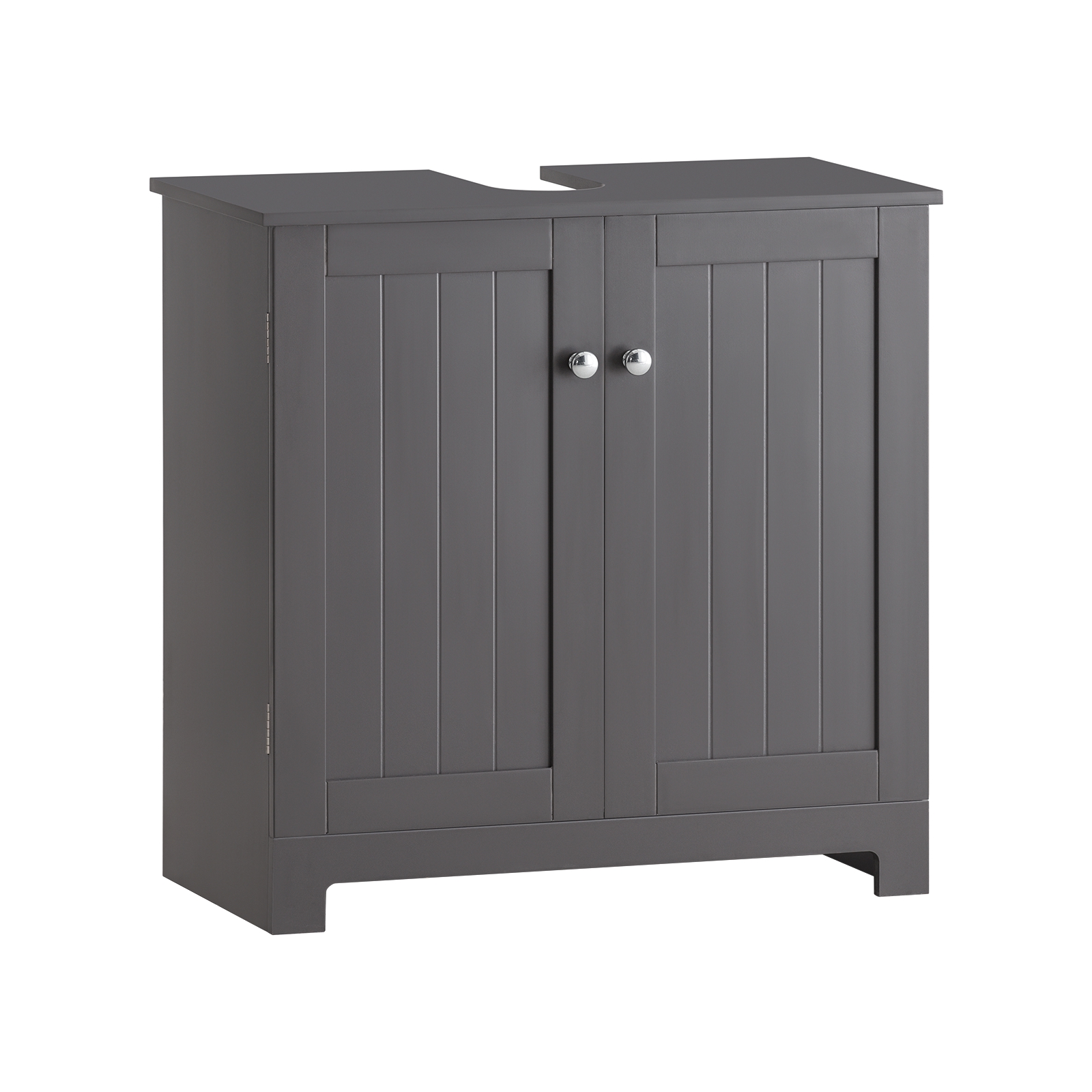 SoBuy Handfatsunderskåp – Badrumsskåp med dörrar och justerbara hyllplan – Badrumsmöbel i MDF, underskåp för litet badrum, Mörkgrå, 60x60x29cm, BZR18-DG
