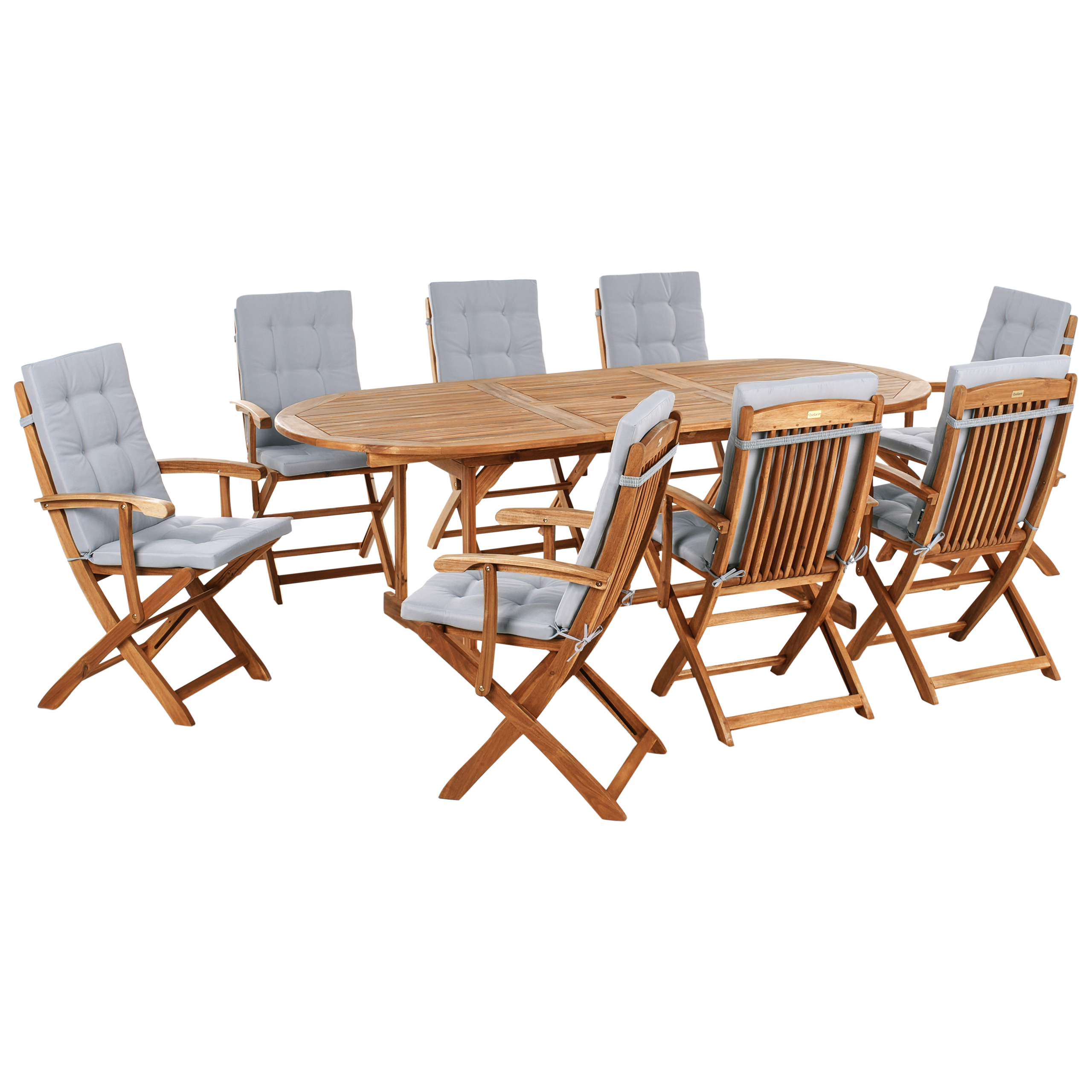 Trädgårdsmatgrupp 8-sits MAUI PREMIUM Akaciaträ Ljusgrå