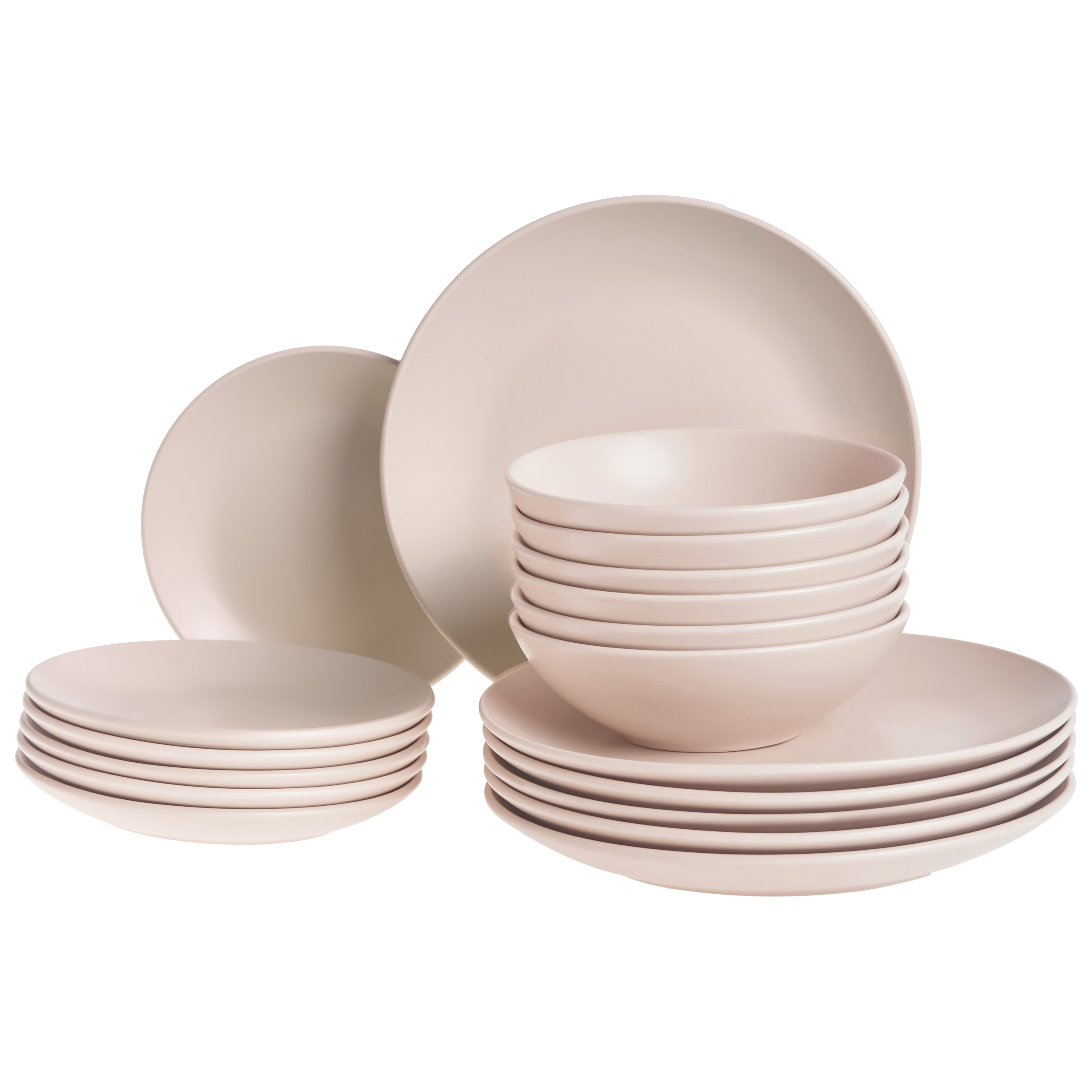 Set med 18 matserviser VIVANI Stengods Ljusbeige