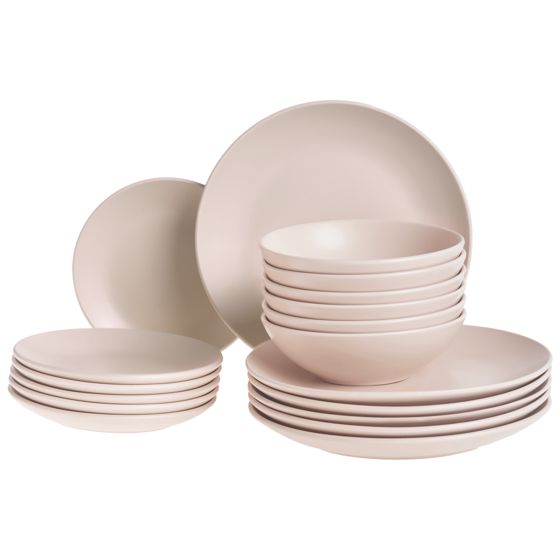 Set med 18 matserviser VIVANI Stengods Ljusbeige