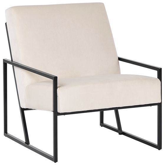 Fåtölj DELARY Sammet Ljusbeige
