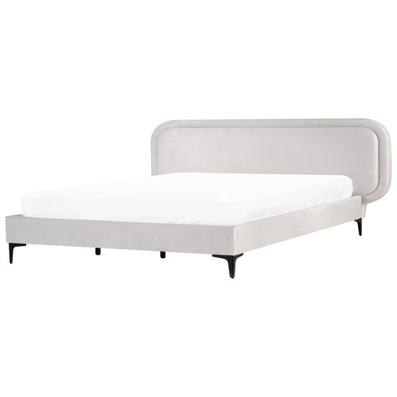 Säng med lamellram Sammet SUZETTE 180 x 200 cm Ljusgrå
