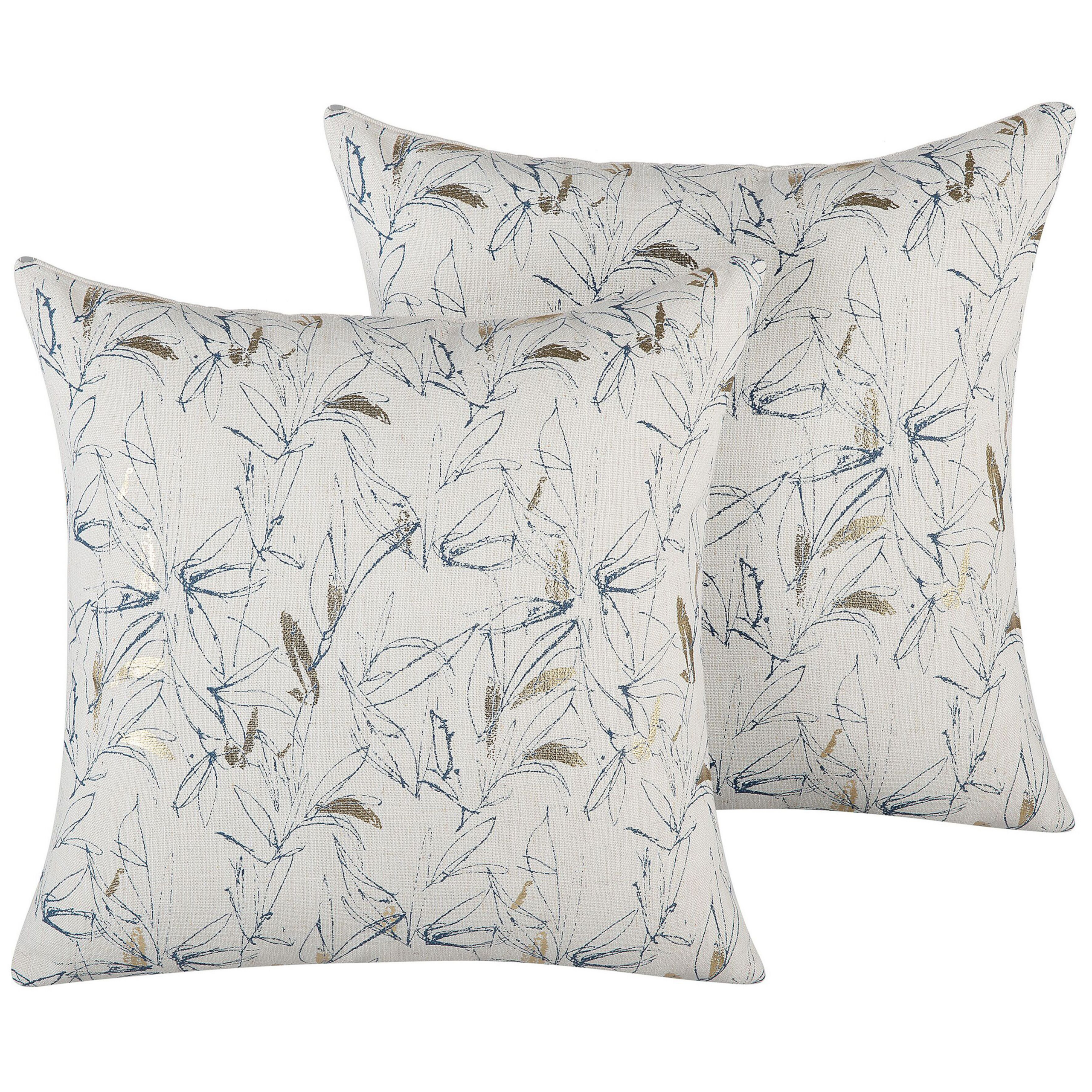 Set med 2 prydnadskuddar ARBOR 45 x 45 cm Beige Blommigt tryck