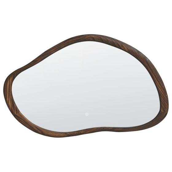Badrumsspegel med LED MANCEY 93 cm 60 cm Mörkbrun