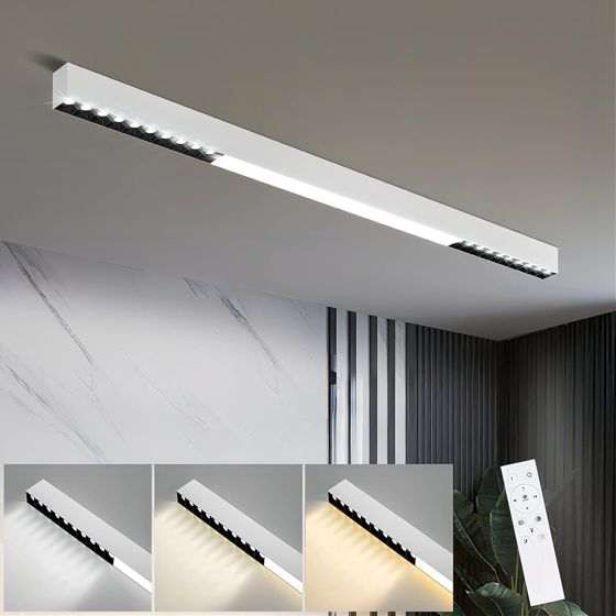 NETTLIFE LED - taklampa Vit 25W modern, vardagsrumslampa, dimbar lång, bordslampa med fjärrkontroll, 80 cm, för sovrum