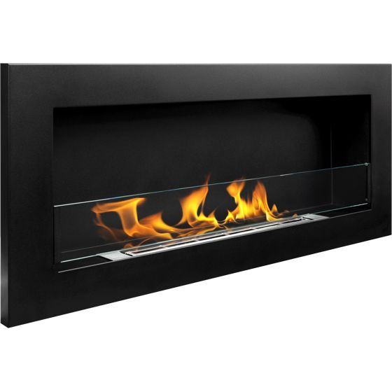 bioetanolkamin väggmonterad 900 × 400 Slim – matt svart