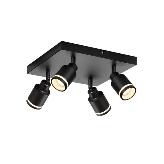 NETTLIFE Svarta takspotlights 4 lågor GU10 justerbar metall för inomhusbruk justerbar 355° utan glödlampa