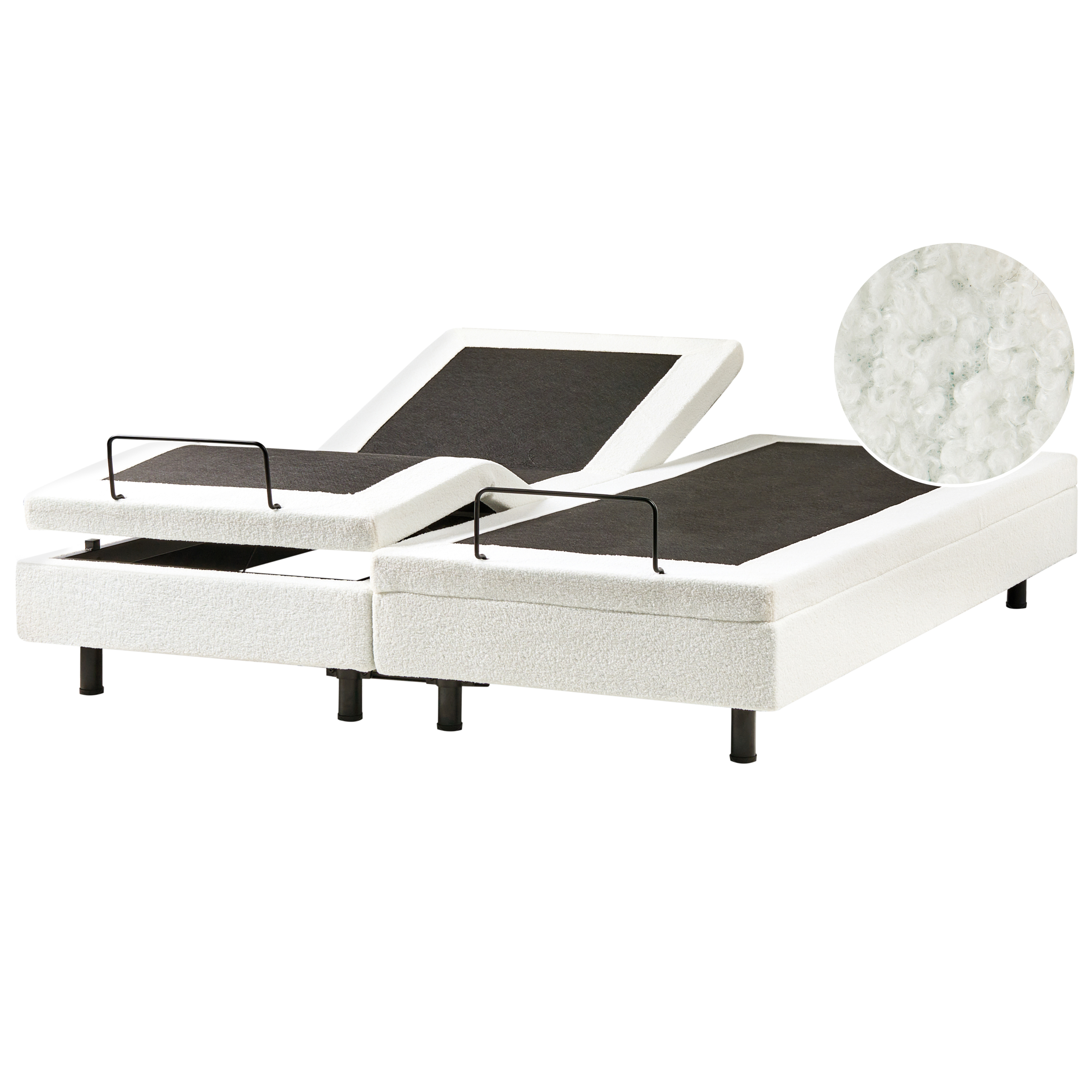 Ställbar säng utan huvudgavel Bouclé DUKE 180 x 200 cm Off-White