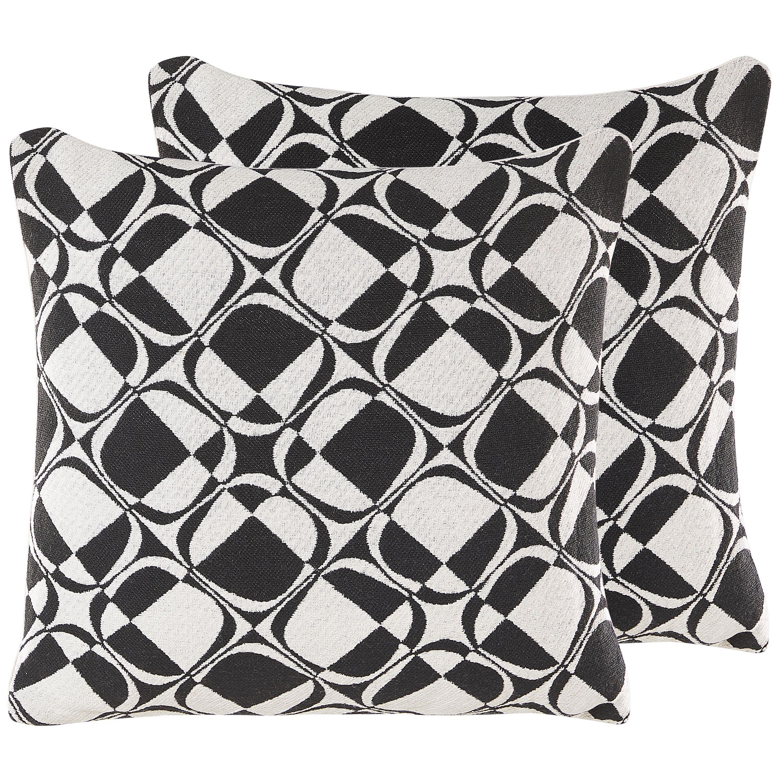 Set med 2 prydnadskuddar KOTURE 45 x 45 cm Bomull Svart/ Vit Geometriskt tryck