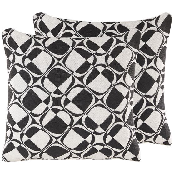 Set med 2 prydnadskuddar KOTURE 45 x 45 cm Bomull Svart/ Vit Geometriskt tryck