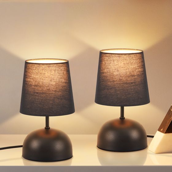 NETTLIFE Nattduksbordslampset, 2 st, svart sladd, liten tyglampa, modern design