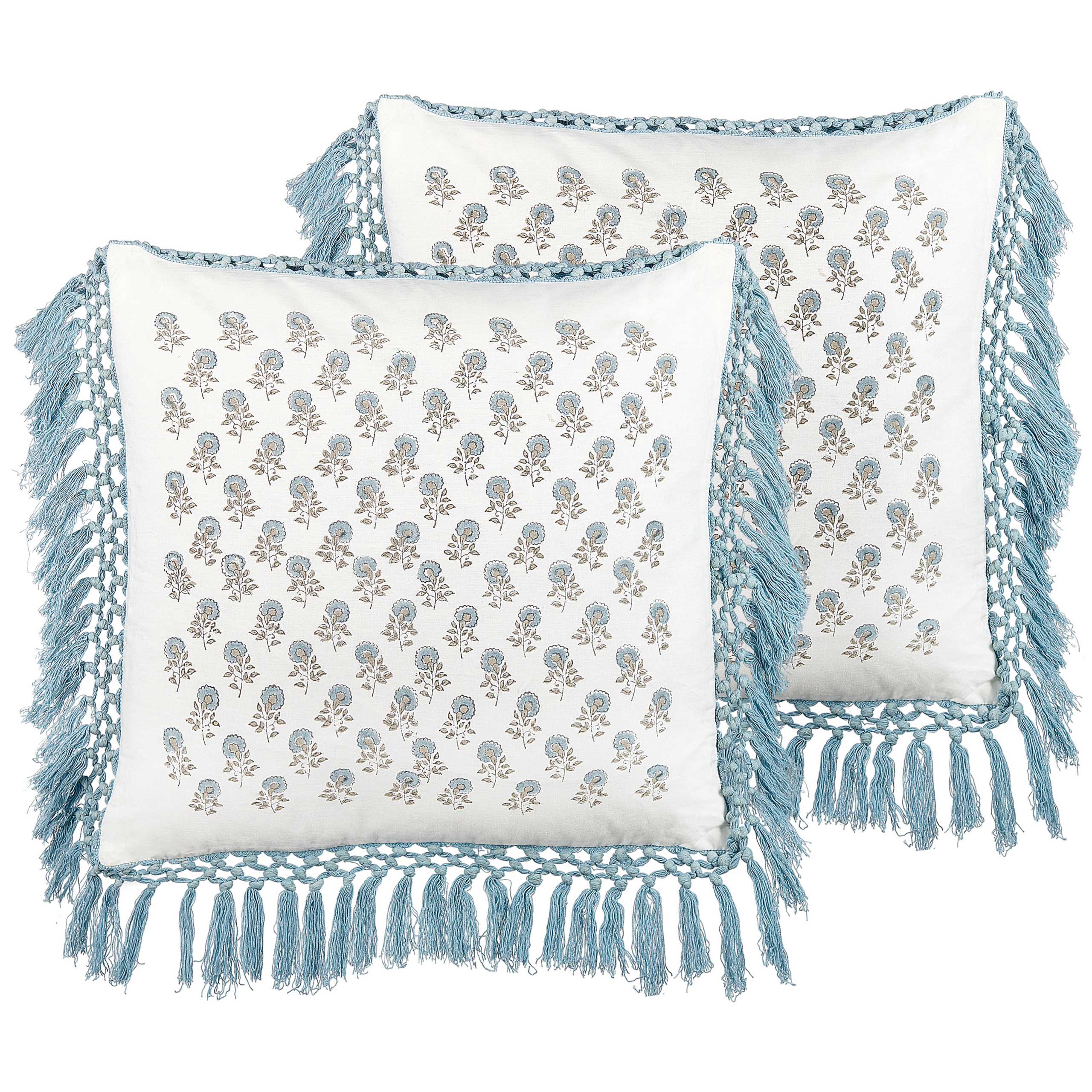 Set med 2 prydnadskuddar PALLIDA 45 x 45 cm Bomull Blå Blommigt tryck