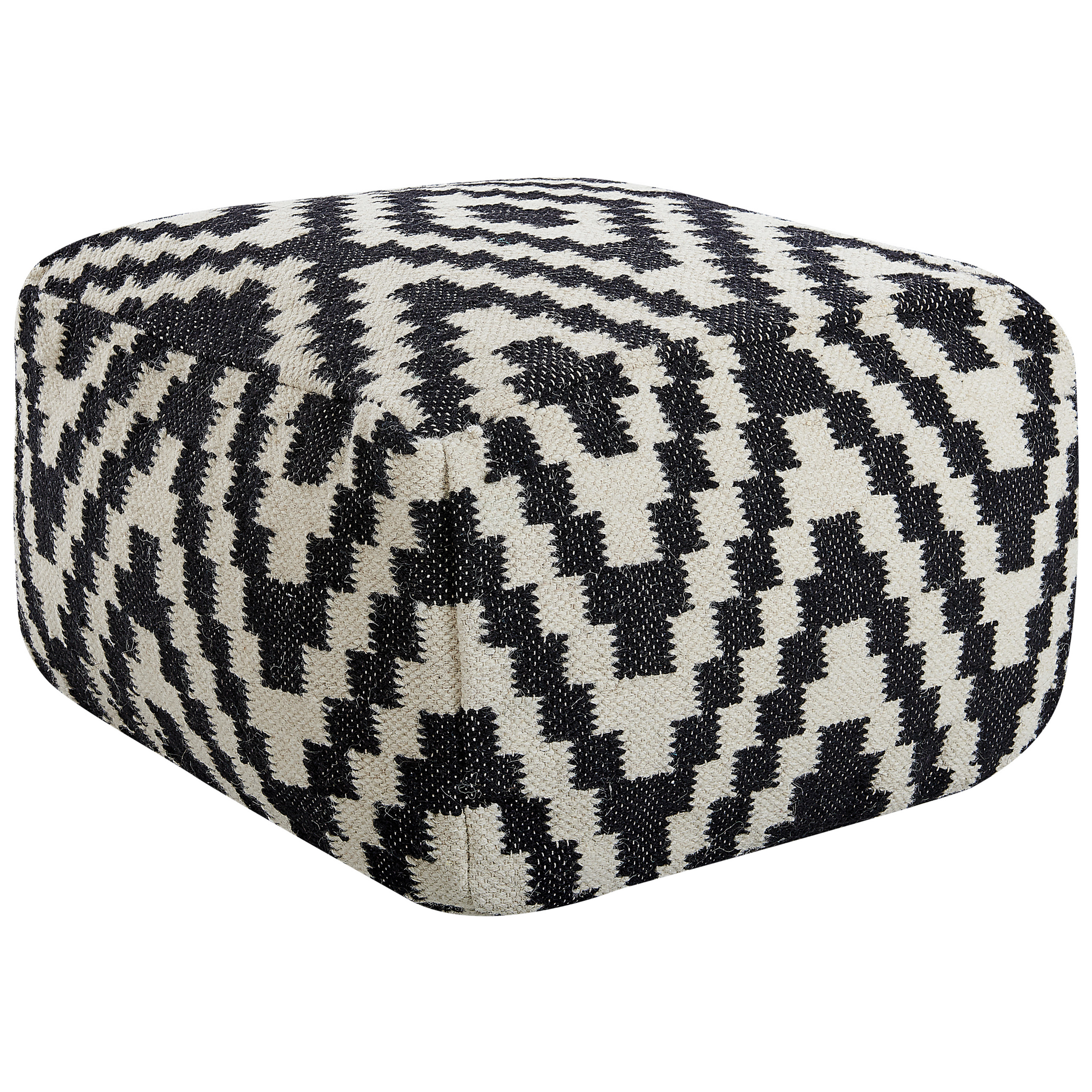Sittpuff KNIDOS Ull Svart/ Vit