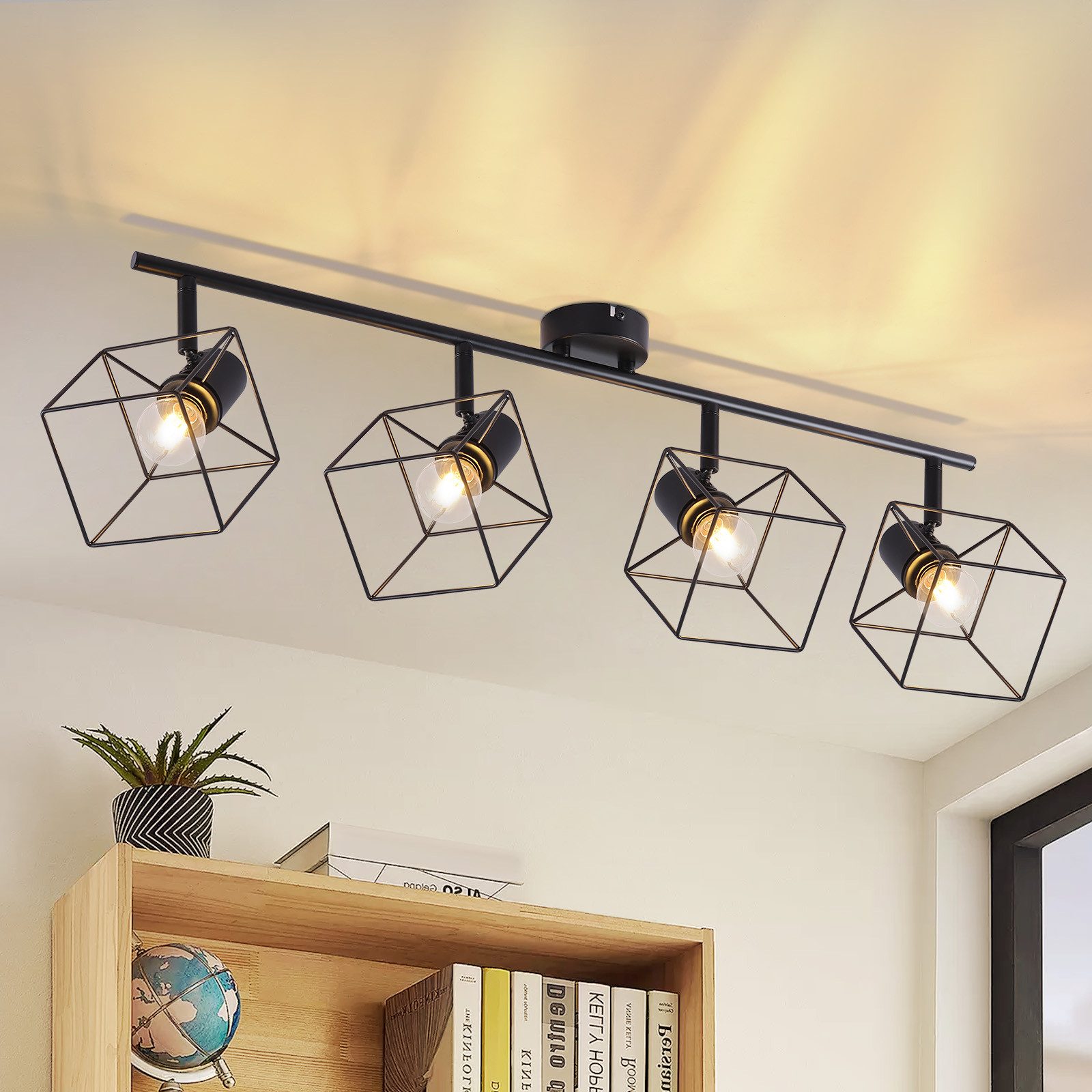 NETTLIFE svart takspotlight E14 350° roterande taklampa vintage - metall för vardagsrum justerbar utan glödlampa
