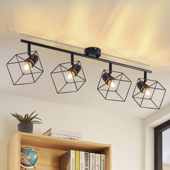 NETTLIFE svart takspotlight E14 350° roterande taklampa vintage - metall för vardagsrum justerbar utan glödlampa