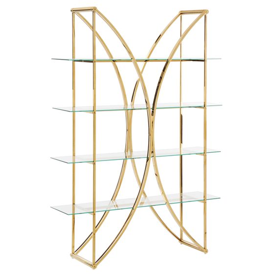 Hyllsystem med 4 hyllplan HOLLOW 175 cm Metall Guld