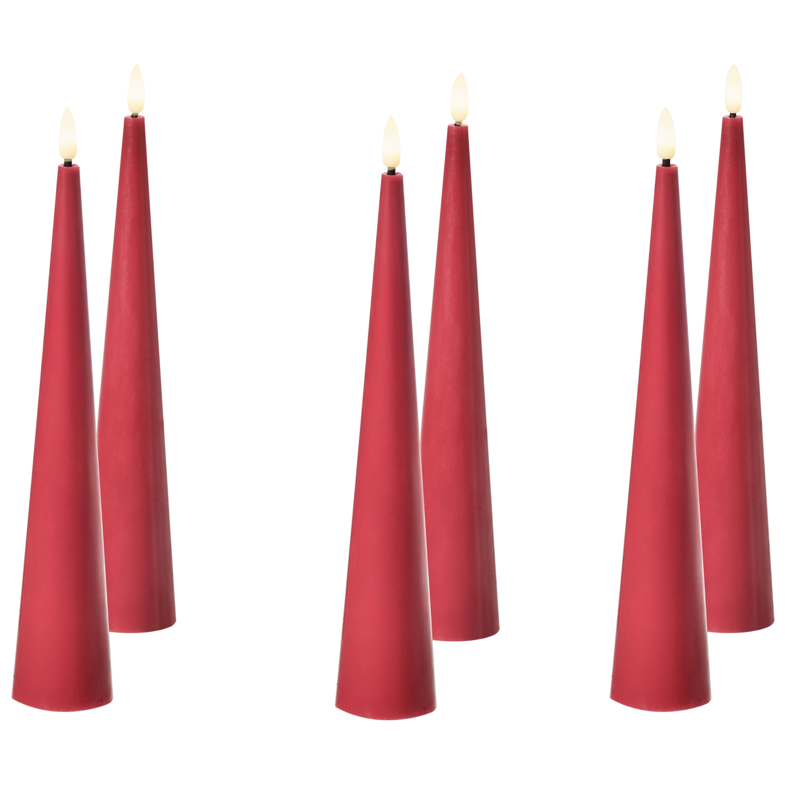 Set med 6 LED-ljus AURUM 28 cm Röd