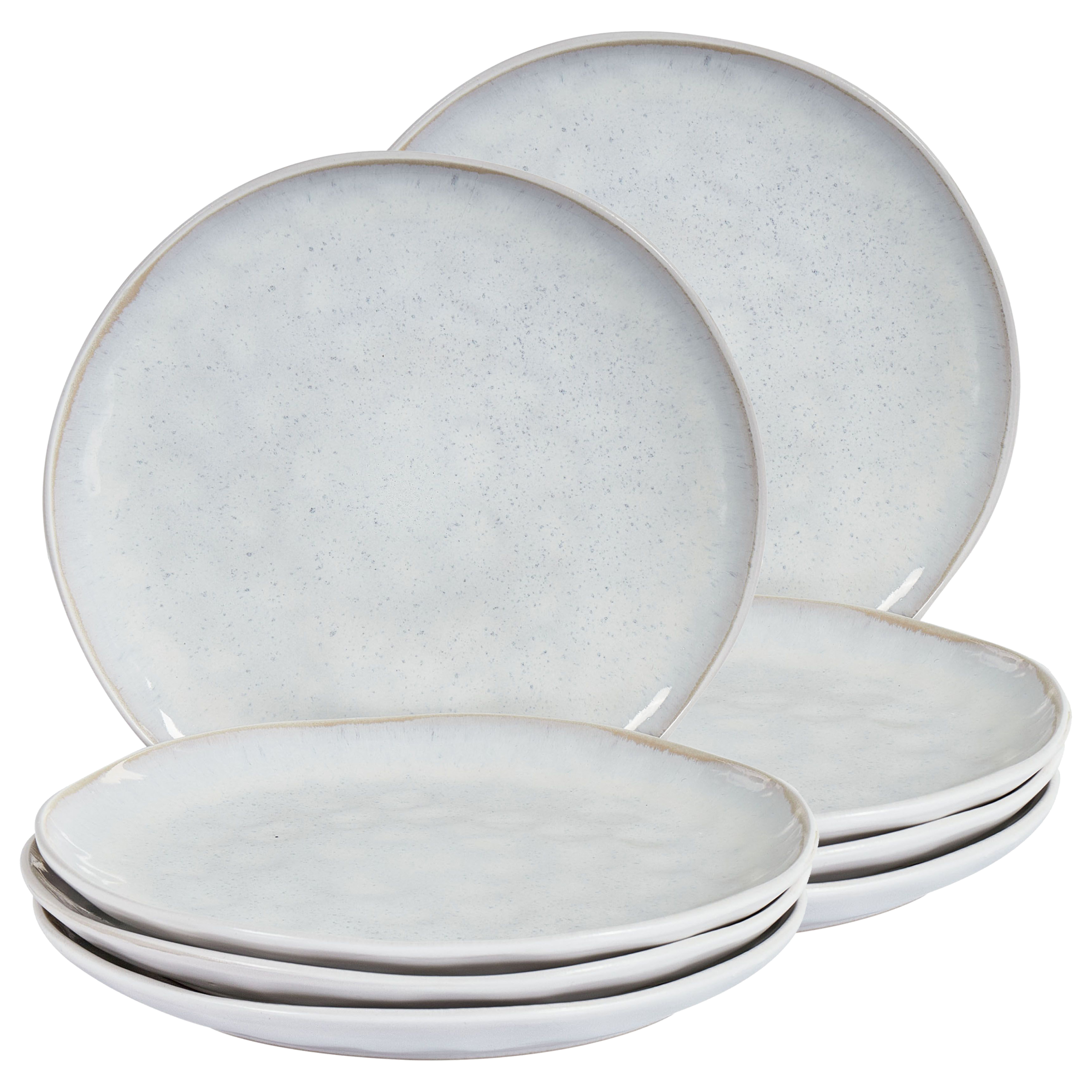 Set med 8 middagstallrikar SESAME Stengods Ljusgrå 28 cm