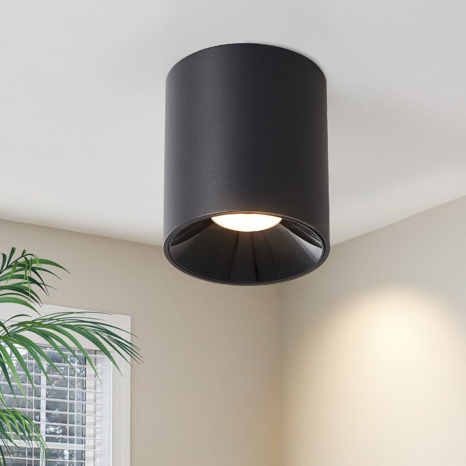 NETTLIFE takspotlights takspotlight utanpåliggande svart LED-ytspotlight 7W rund utanpåliggande kök 3000K