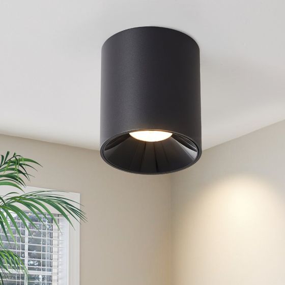 NETTLIFE takspotlights takspotlight utanpåliggande svart LED-ytspotlight 7W rund utanpåliggande kök 3000K