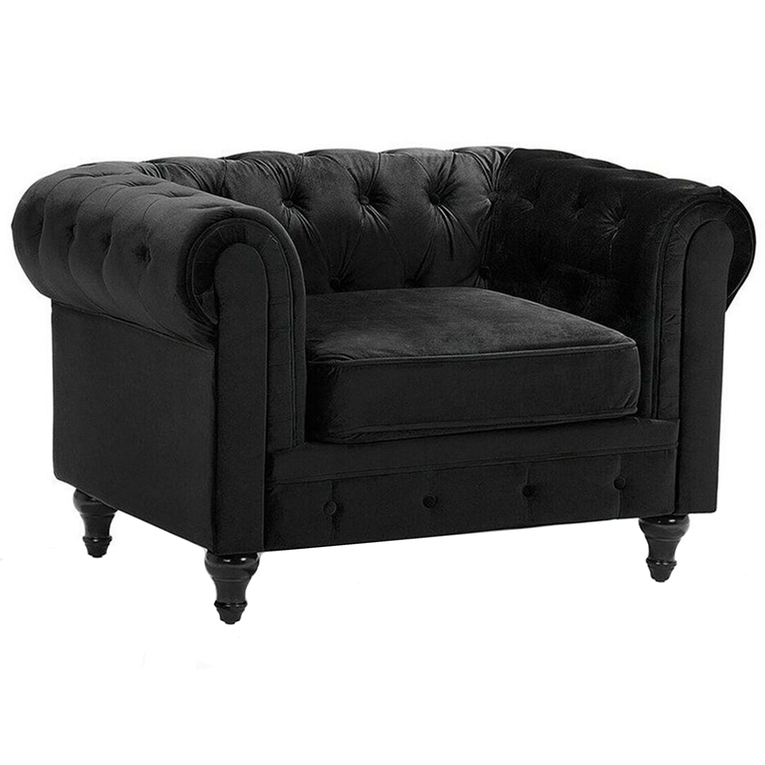 Fåtölj CHESTERFIELD Sammet Svart