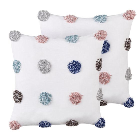 Set med 2 prydnadskuddar BRACKEN 45 x 45 cm Bomull Vit
