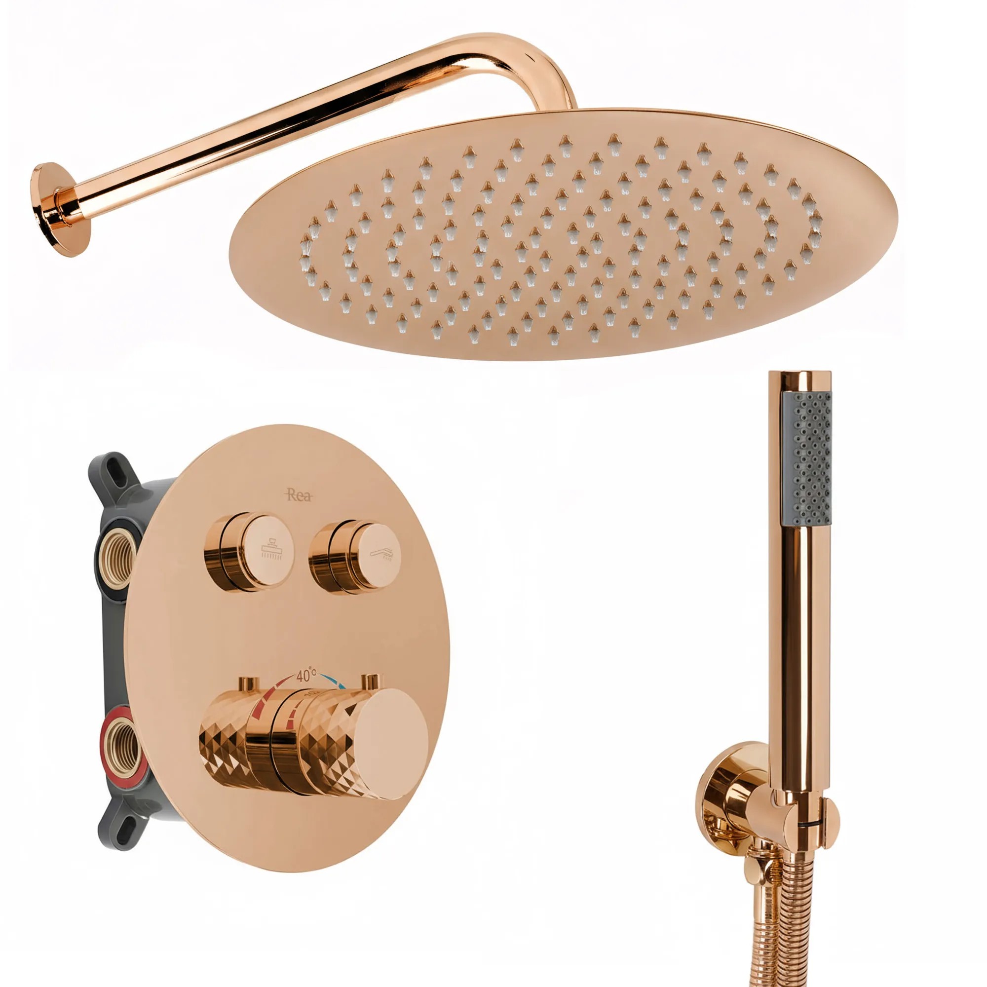 REA Inbyggt Duschset Lungo Koppar, 25x25x150cm