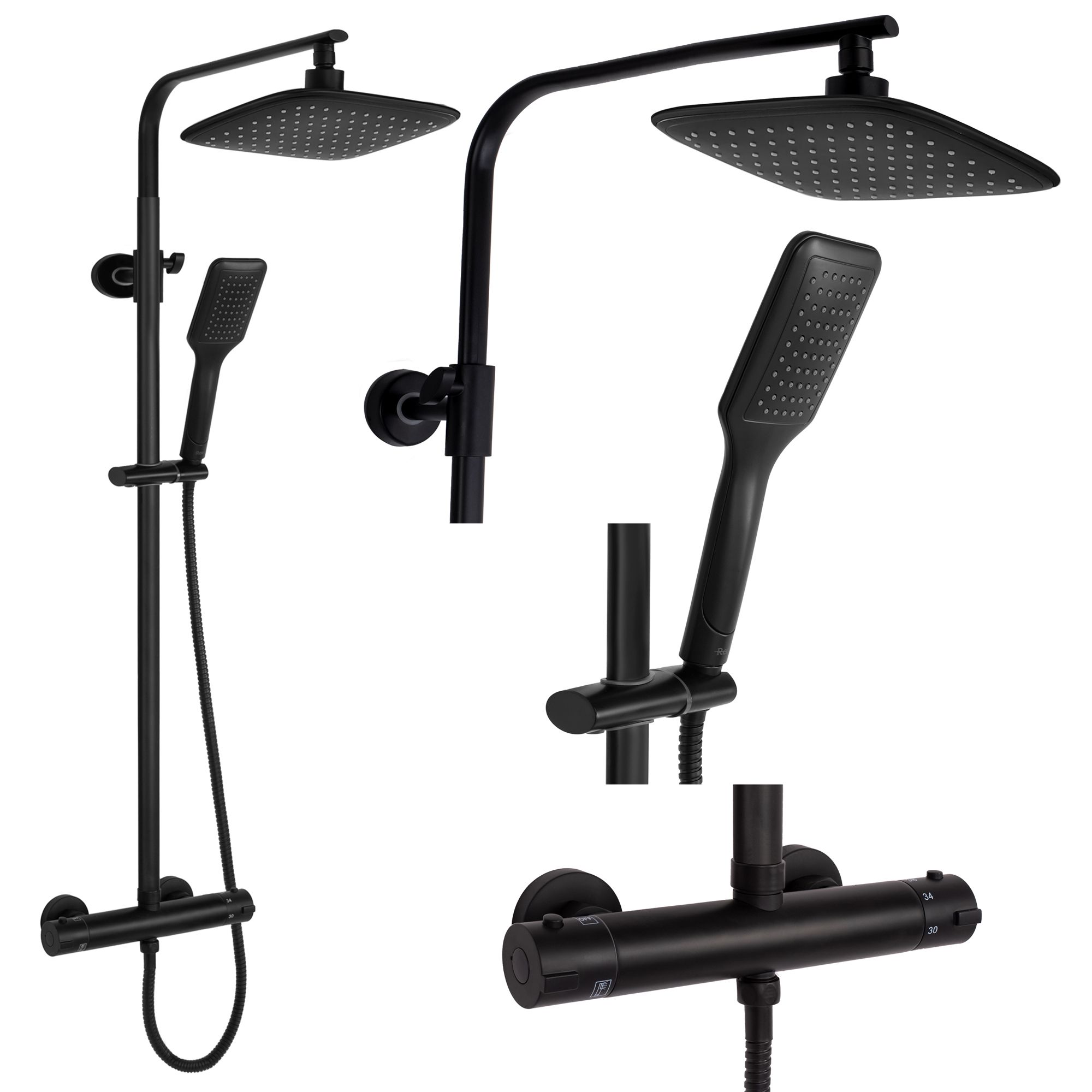 REA Duschset TOM Svart, 39x27,5x120cm
