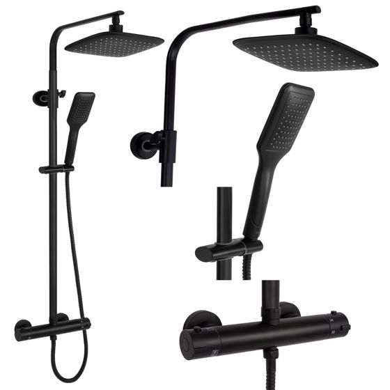 REA Duschset TOM Svart, 39x27,5x120cm