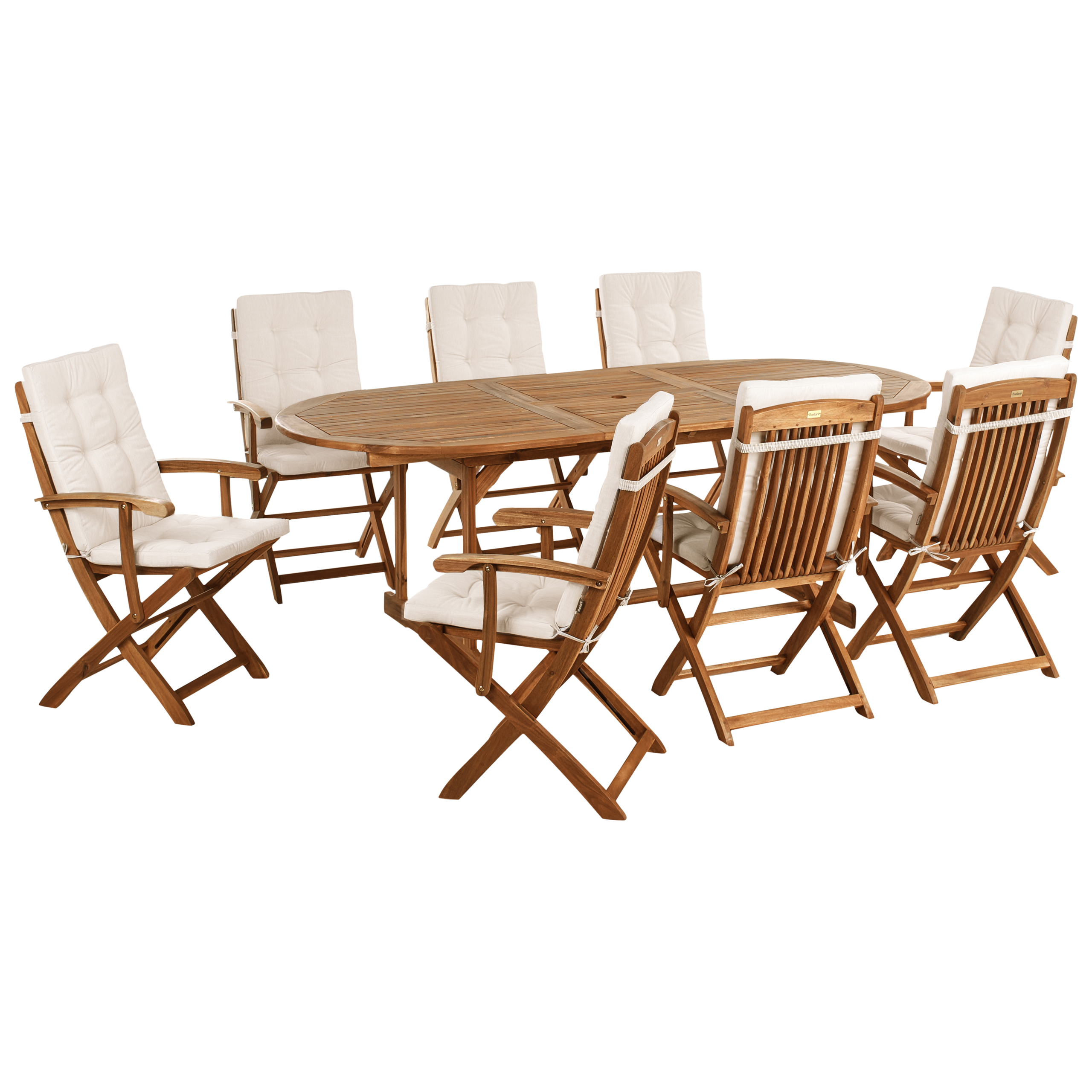Trädgårdsmatgrupp 8-sits MAUI PREMIUM Akaciaträ Ljusbeige