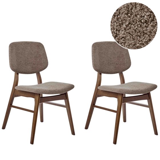 Set med 2 matstolar ELAINE Bouclé Mörkbrun/ Taupe