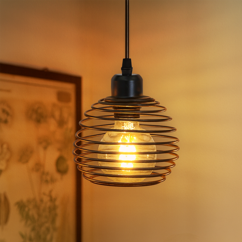 NETTLIFE Vintage pendellampa, 1 ljuskälla: Svart pendellampa i industriell stil, med 4,5 m kabel, sockel och strömbrytare, E27-sockel