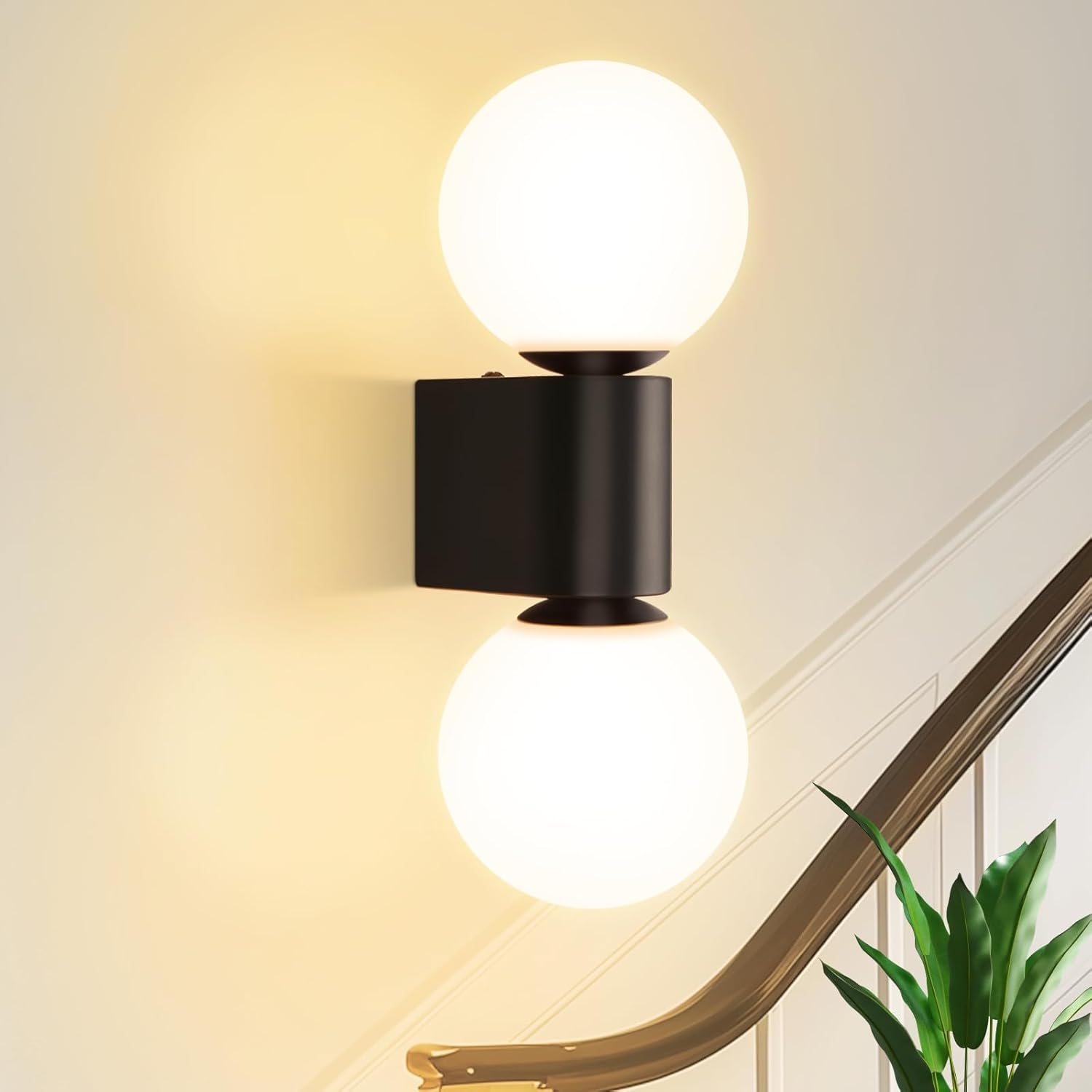 NETTLIFE Modern inomhusvägglampa, vit, svart, glas, 2 lampor, max 25 W, G9 (utan lampa)