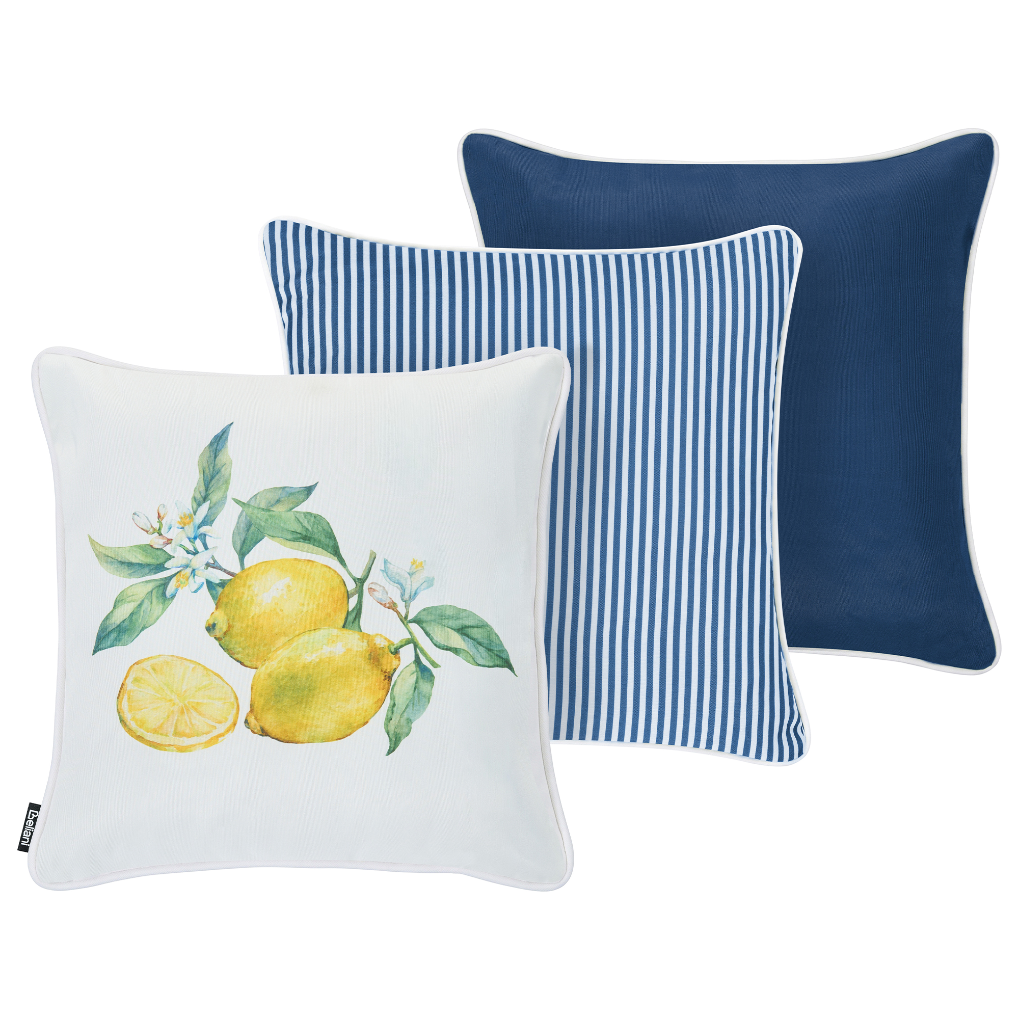 Set med 3 utomhusdynor ESCALLONIA Växtmotiv 45 x 45 cm Flerfärgad