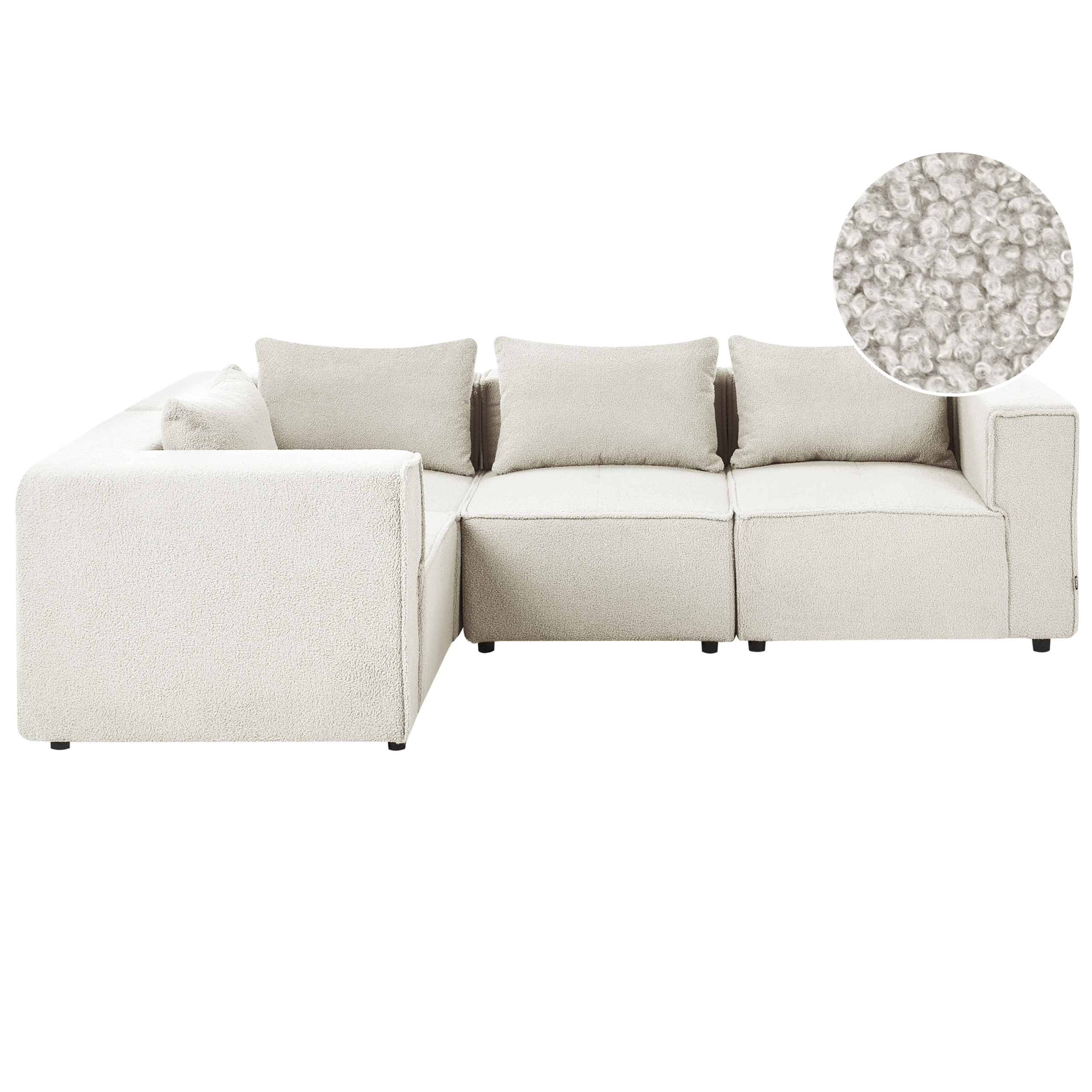 Modulär hörnsoffa 4-sits AXEBO Bouclé Off-White Högervänd