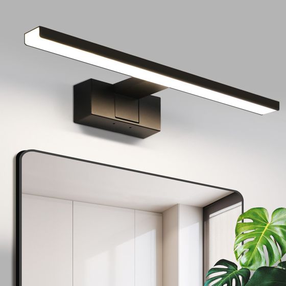 NETTLIFE LED-vägglampa för badrum, spegellampa, IP44, 4000K vitt ljus, 8W, 40x5,1x12,8 cm, svart