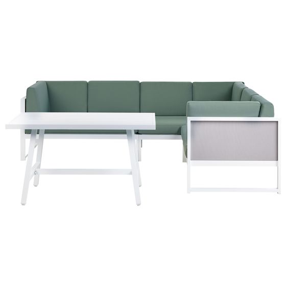Trädgårdshörnsoffa med bord 6-sits CASTELLA/FRATTE Metall Grön Vänstervänd